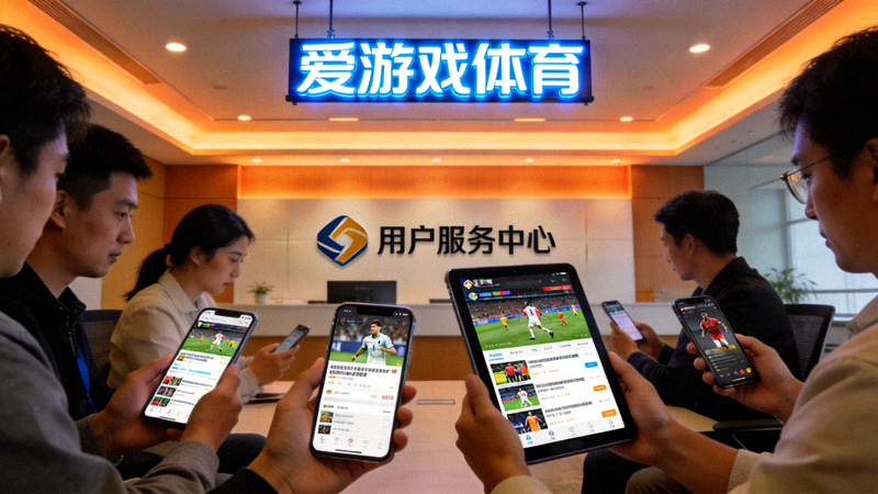 爱游戏体育官网用户服务中心场景，展示用户使用移动设备浏览平台内容
