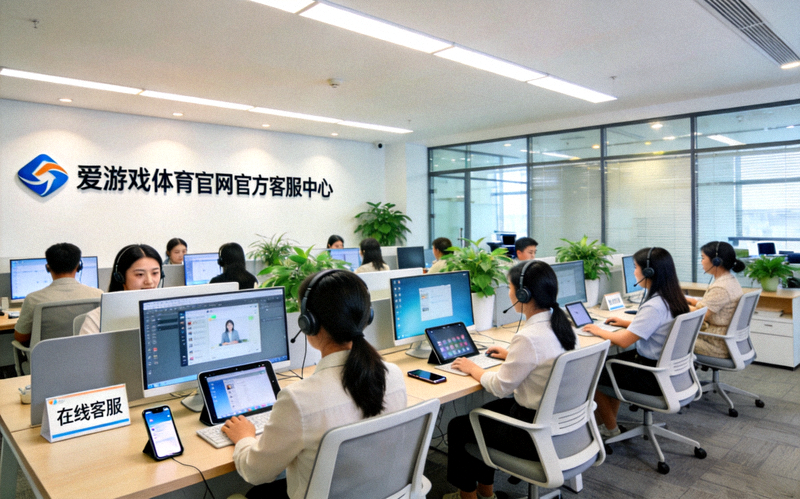 爱游戏体育官网官方客服中心工作场景，客服人员通过多终端为用户提供咨询服务