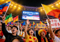 爱游戏官方平台入口赛事现场配图中观众在看台为球队加油助威