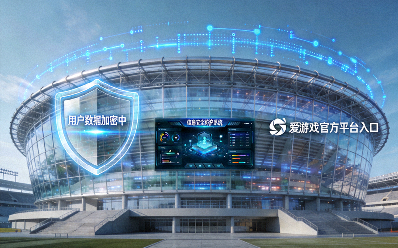 体育场馆全景画面，象征爱游戏官方平台入口在信息安全与用户保护方面的投入