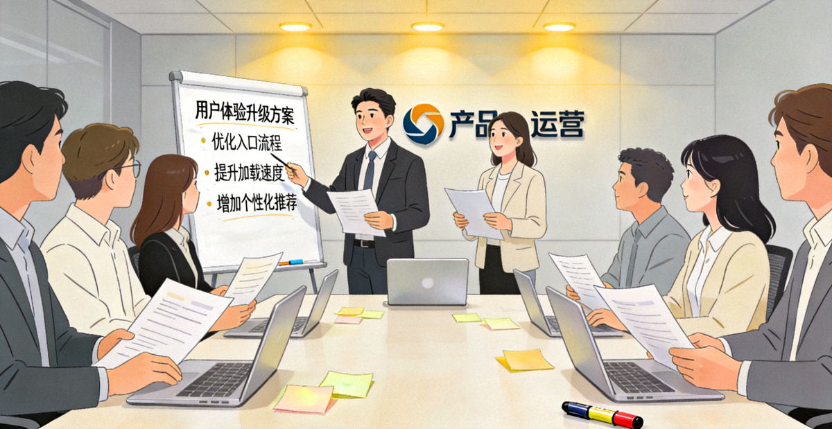 爱游戏官方平台入口产品与运营团队围绕用户体验升级方案进行讨论的会议场景