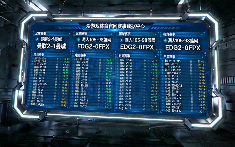 爱游戏体育官网赛事数据中心大屏展示，多路实时比分与数据流滚动更新