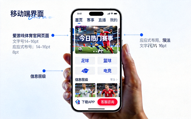 爱游戏体育官网移动端页面在手机上的展示效果，响应式布局清晰易读